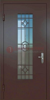 Входная металлическая дверь со стеклом для дома ДС-6 в Кирове