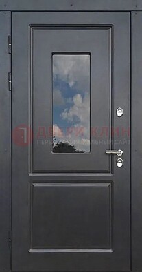 Чёрная металлическая дверь со стеклом ДС-77 в Кирове