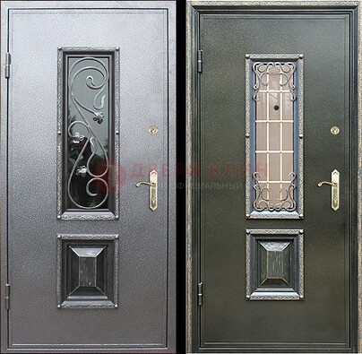 Звукоизоляционная металлическая дверь со стеклом и ковкой ДСК-12 в Кирове