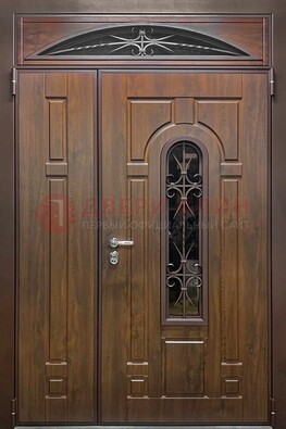 Большая металлическая дверь со стеклом и ковкой ДСК-145 в Кирове