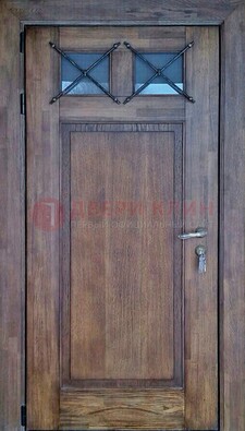 Металлическая дверь с Виноритом со стеклом и ковкой под старину ДСК-209 в Кирове