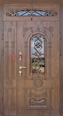 Распашная стальная дверь Винорит со стеклом и ковкой ДСК-232 в Кирове