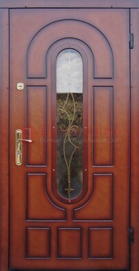 Яркая металлическая дверь Винорит со стеклом и ковкой ДСК-268 в Кирове