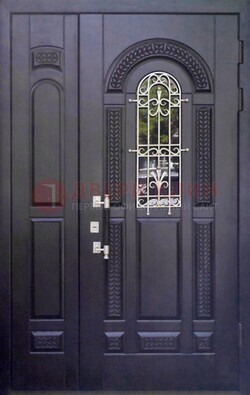Входная дверь Винорит со стеклом и ковкой с узором ДСК-270 в Кирове