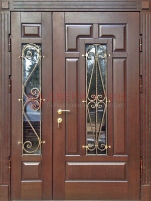Стальная распашная дверь Винорит стекло и ковка ДСК-274 в Кирове