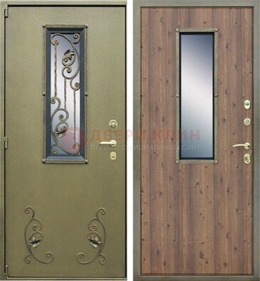 Офисная железная дверь со стеклом и ковкой ДСК-44 в Кирове