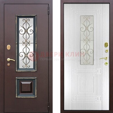 Оригинальная стальная дверь со стеклом и ковкой ДСК-48 в Кирове
