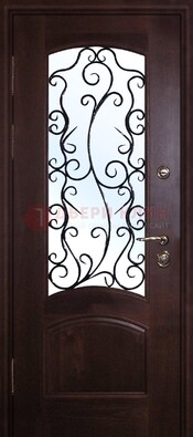 Металлическая дверь со стеклом и ковкой ДСК-6 в квартиру в Кирове