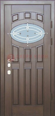 Квартирная металлическая дверь со стеклом и ковкой ДСК-7 в Кирове