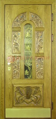 Металлическая дверь со стеклом и ковкой ДСК-90 в гостиницу в Кирове