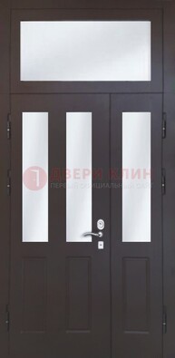 Черная тамбурная дверь со стеклянными вставками ДТМ-38 в Кирове