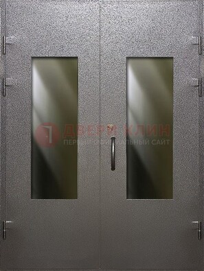 Серая тамбурная дверь со стеклянными вставками ДТМ-8 в Кирове