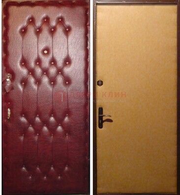 Бордовая металлическая дверь с винилискожей ДВ-1 в Кирове