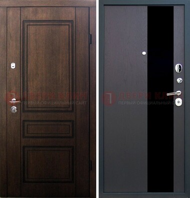 Входная дверь Итальянский орех с МДФ с черным стеклом ДМ-1199 в Кирове