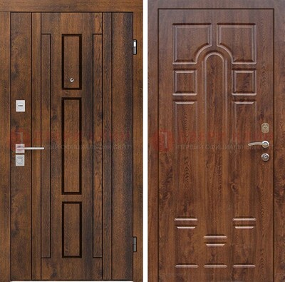 Стальная коричневая дверь с МДФ и коричневой МДФ внутри ДМ-1388 в Кирове