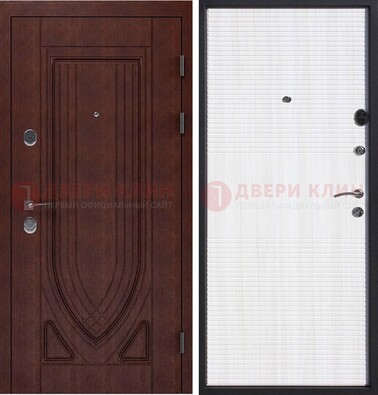 Уличная темная филенчатая дверь с виноритом и МДФ Белый ясень ДВТ-141 в Кирове
