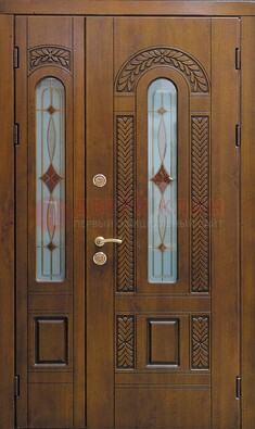 Темная стальная дверь с виноритом и стеклом ДВТ-179 в Кирове