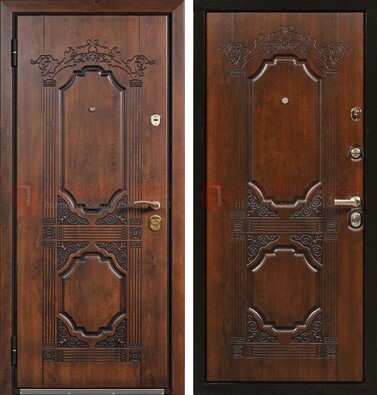 Коричневая железная дверь с виноритом и узором ДВТ-211 в Кирове