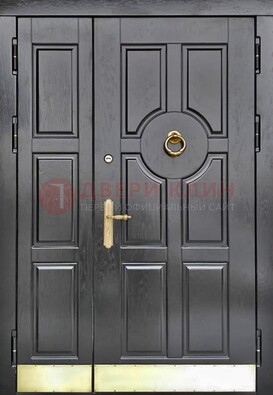 Черная металическая дверь с виноритом для дома ДВТ-241 в Кирове