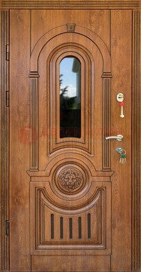Классическая стальная дверь Винорит со стеклом и узором ДВТ-261 в Кирове