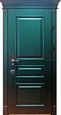Зеленая входная филенчатая дверь с виноритом ДВТ-62 в Ульяновске
