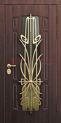 Железная темная дверь с виноритом и МДФ со стеклом ДВТ-86 в Кирове