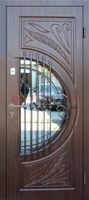Стальная дверь с виноритом со стеклом и ковкой ДВТ-99 в Кирове