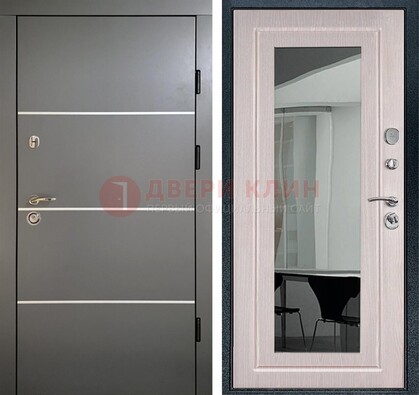 Черная металлическая дверь с зеркалом ДЗ-12 в Кирове