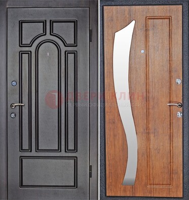 Темная железная дверь с зеркалом ДЗ-35 в Кирове