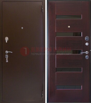 Темная железная дверь с зеркалом ДЗ-42 в Кирове