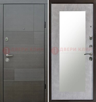 Серая входная дверь с МДФ панелью и зеркалом внутри ДЗ-51 в Кирове