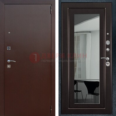 Металлическая дверь с порошковым напылением с МДФ и зеркалом ДЗ-61 в Кирове