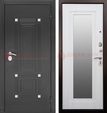 Стальная черная дверь МДФ с зеркалом ДЗ-76 в Кирове