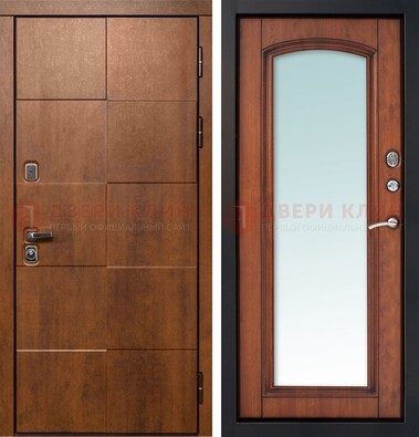 Белая филенчатая дверь с фрезерованной МДФ и зеркалом ДЗ-81 в Кирове
