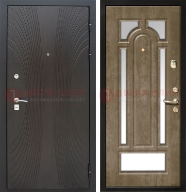 Темная металлическая дверь МДФ с различными зеркальными вставками внутри ДЗ-82 в Кирове