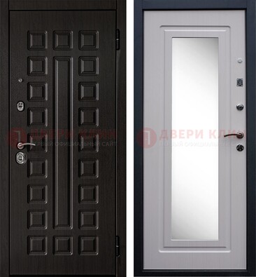 Черная филенчатая металлическая дверь МДФ с зеркалом ДЗ-83 в Балашихе