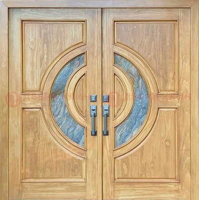 Двухстворчатая металлическая дверь с витражом ВЖ-11 в Кирове